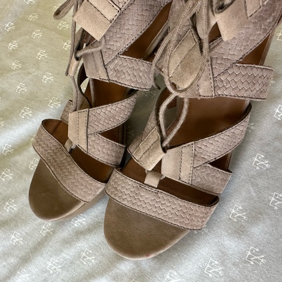 PAUL GREEN HANA BLOCK HEEL LEATHER GLADIATOR SANDALS LACE UP SZ. 6.5 - Picture 7 of 9